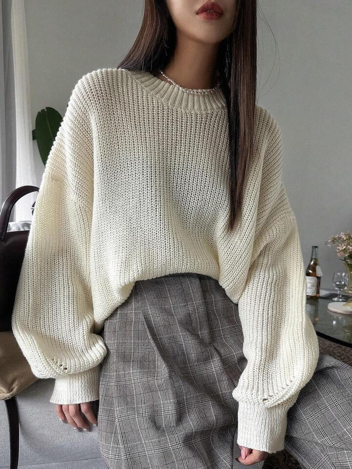 DAZY Kpop Solid Drop Shoulder Sweater | SHEIN