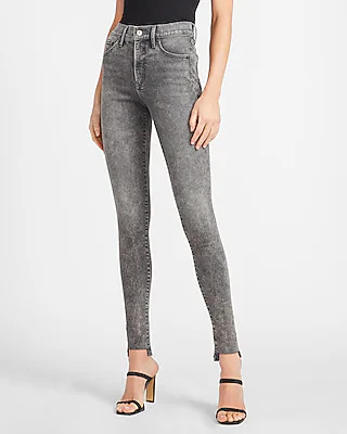 Mid Rise Faded Black Skinny Jeans | Express