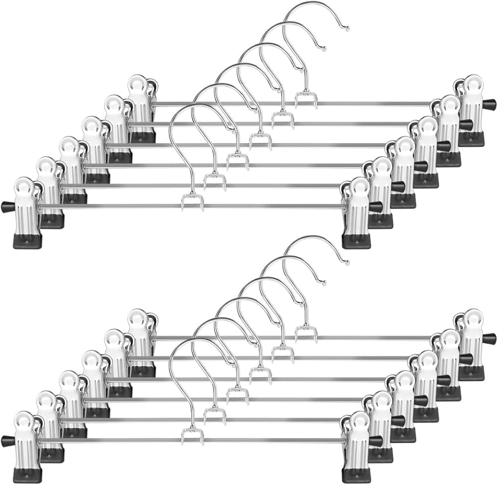 GoodtoU Skirt Hangers - Pant Hangers with Clips 12 Pack Metal Jean Hangers Clip Hangers for Pants... | Amazon (US)