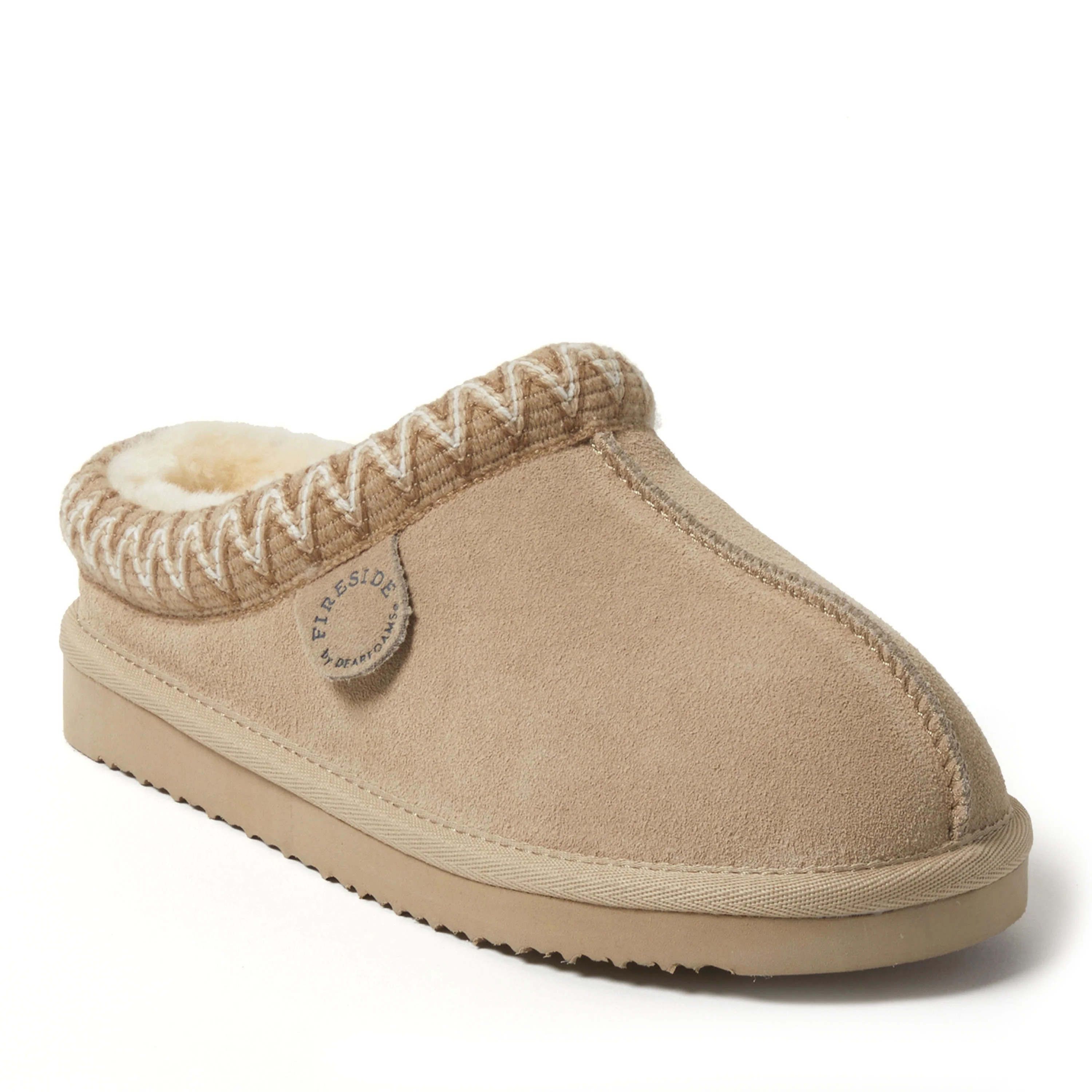 Fireside by Dearfoams Women's Greta Genuine Shearling Clog Slipper with Embroidery | Walmart (US)