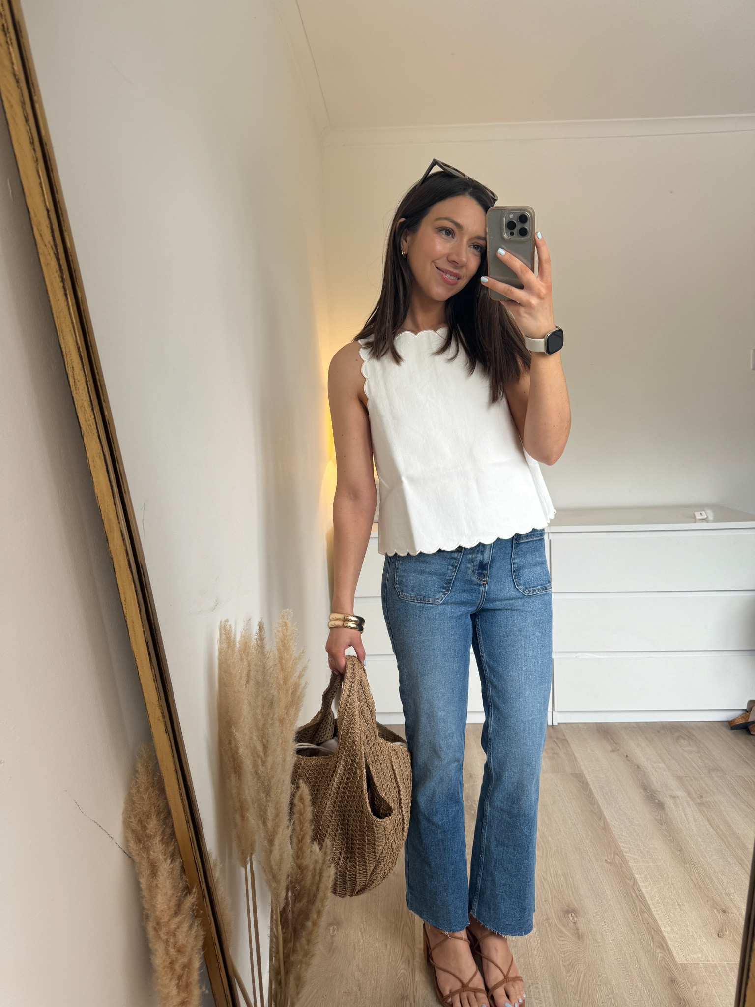 Nobody’s child - scallop top of dreams! I found it oversized so sized down. 

Exact jeans are Zara - the mini flare jeans 



#LTKSeasonal #LTKfindsunder100 #LTKeurope