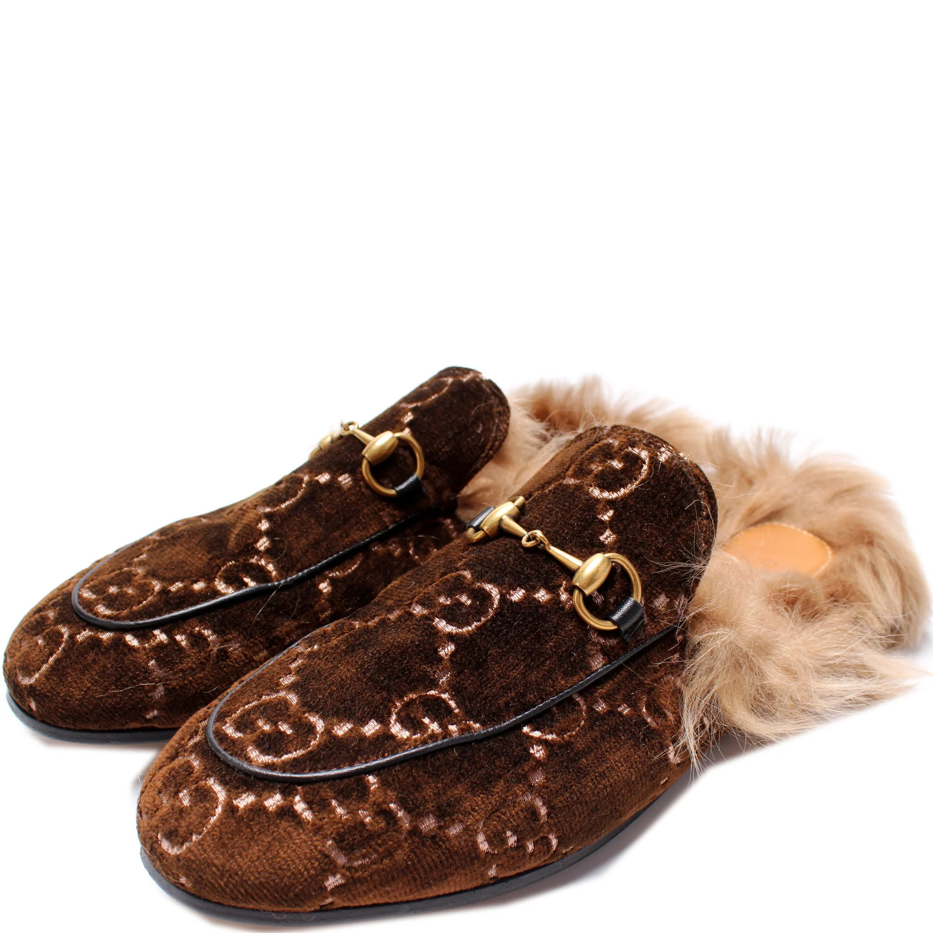 GG Velvet Fur Princetown Mules Size 38 | Keeks Designer Handbags