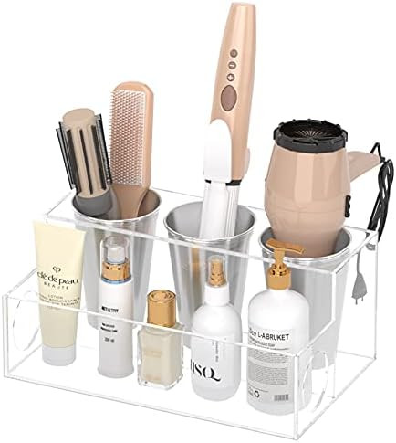 Amazon.com: NIUBEE Hair Tool Organizer, Clear Acrylic Hair Dryer and Styling Organizer, Bathroom ... | Amazon (US)