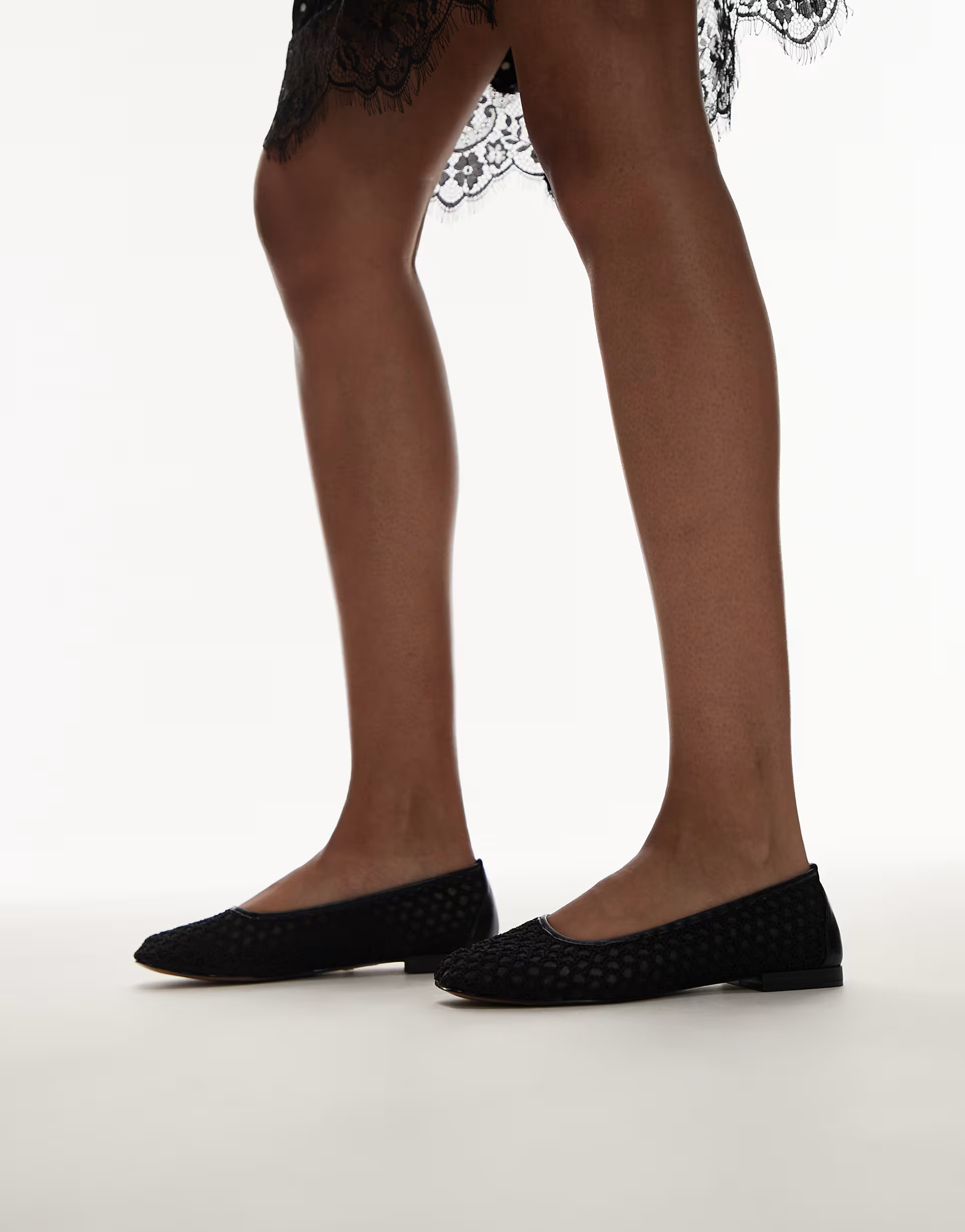 Topshop Amara crochet mesh ballet in black | ASOS (Global)