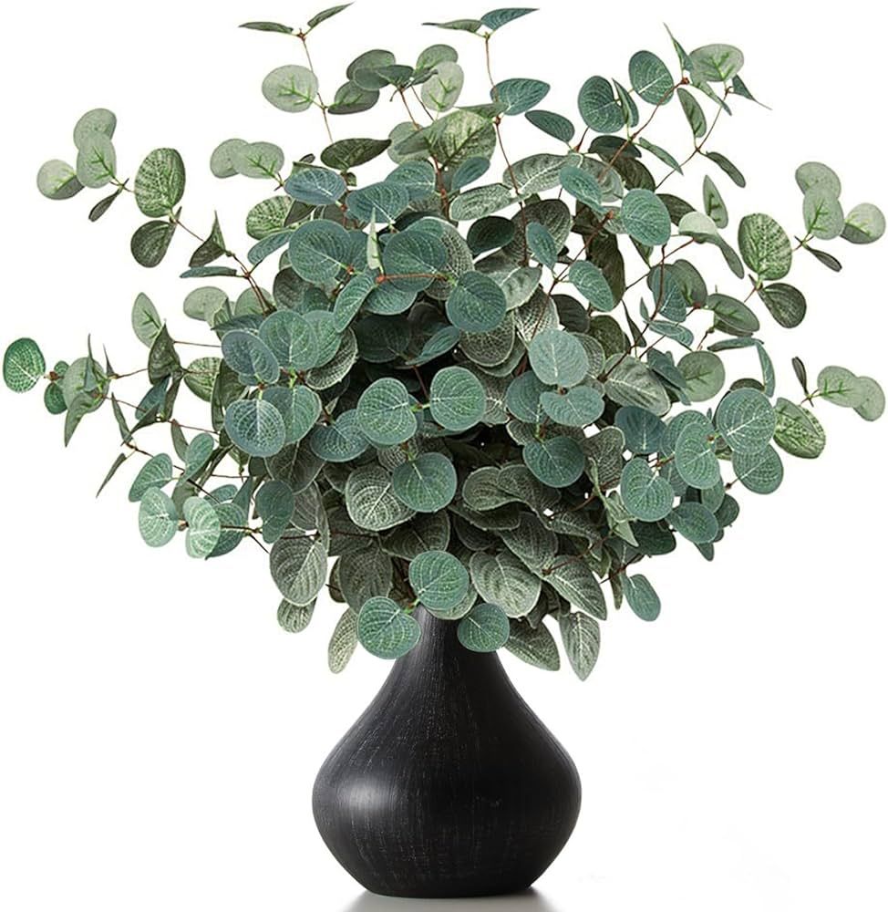 TOPHOUSE 6pcs Artificial Eucalyptus Leaves Stems Bulk 24.8” Silver Dollar Eucalyptus Artificial... | Amazon (US)