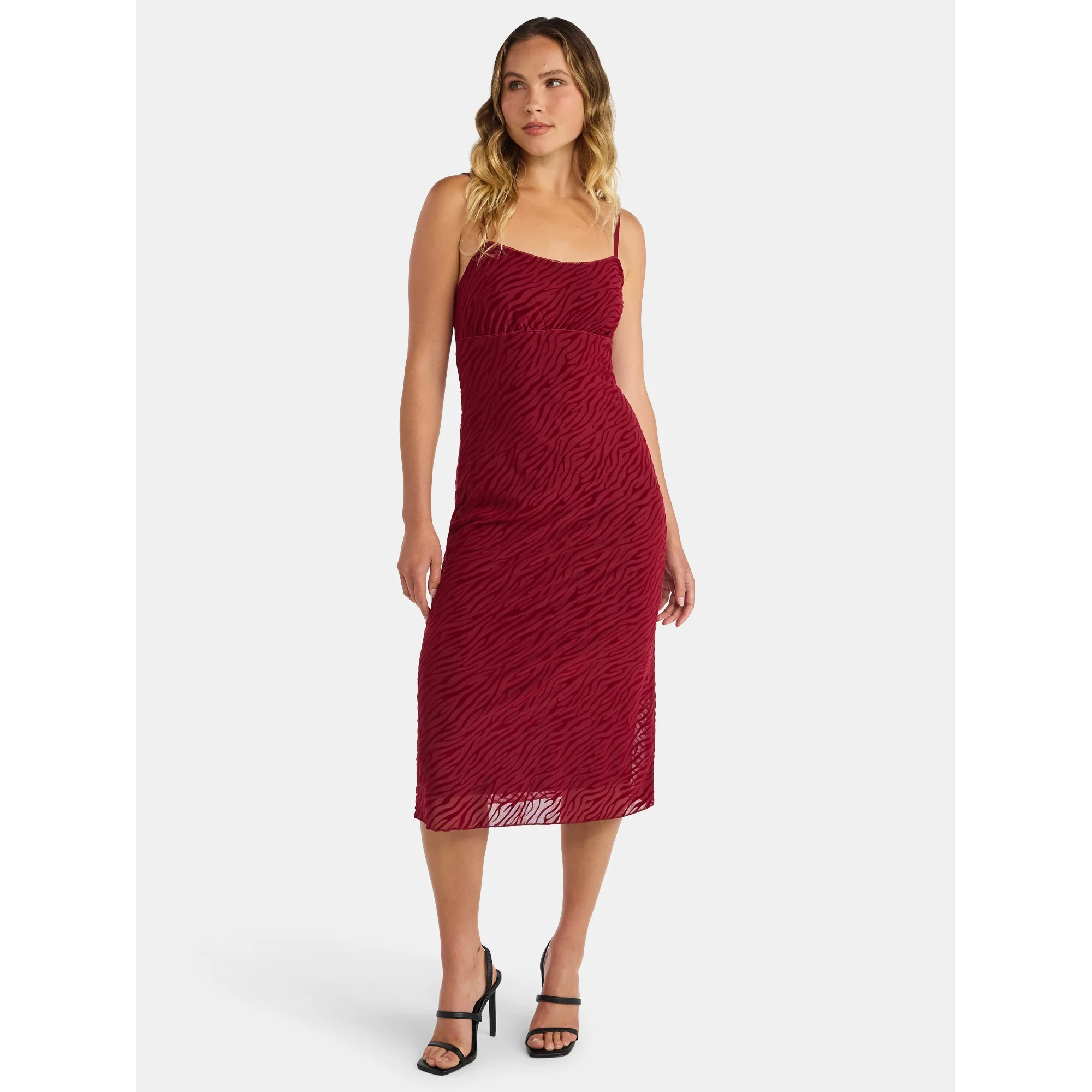 Madden NYC Women’s Burnout Velvet Midi Dress, Sizes XXS-XXL | Walmart (US)