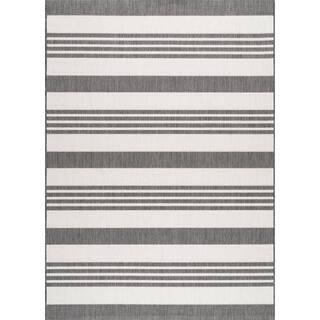 Robin Striped Coastal Beige 5 ft. x 8 ft. Patio Area Rug | The Home Depot