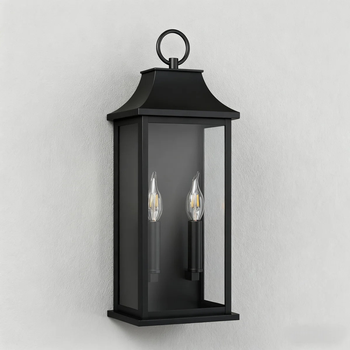 Alletta 2 - Light 21''H Black Aluminum Tempered Glass ETL Outdoor Wall Light with Dusk to Dawn | Wayfair North America
