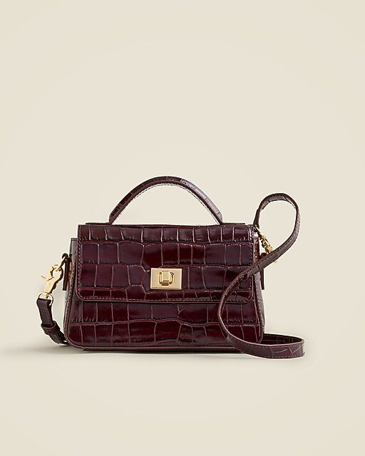 Small Edie top-handle bag in Italian croc-embossed leather | J. Crew US