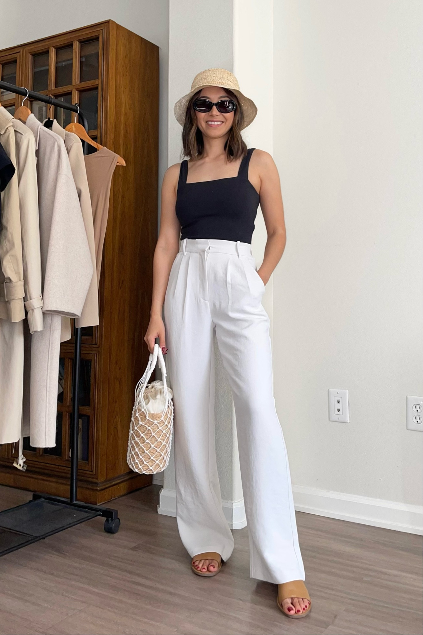 Take 20% off this vacation outfit at Abercrombie this weekend! Sale ends 4/1

Top - xs, old, linked to similar styles 
Crepe tailored pants - size 25 in the regular inseam, if you’re under 5’4” or have shorter legs, I’d recommend the extra petite or petite length 
Sandals - linked to ones that are on sale at Abercrombie 
Straw bag - old from Jcrew
Straw hat - old from Jcrew, linked to similar one at Abercrombie 
Sunglasses - old from Jcrew, linked to similar style 

• included similar styles + a maternity version for the pants 

#LTKsalealert #LTKfindsunder100 #LTKtravel