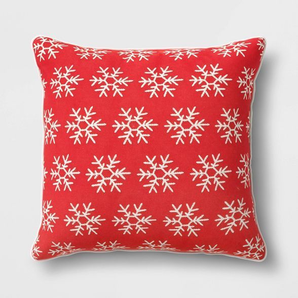 24"x24" Holiday Oversized Embroidered Snowflake Square Throw Pillow - Threshold™ | Target