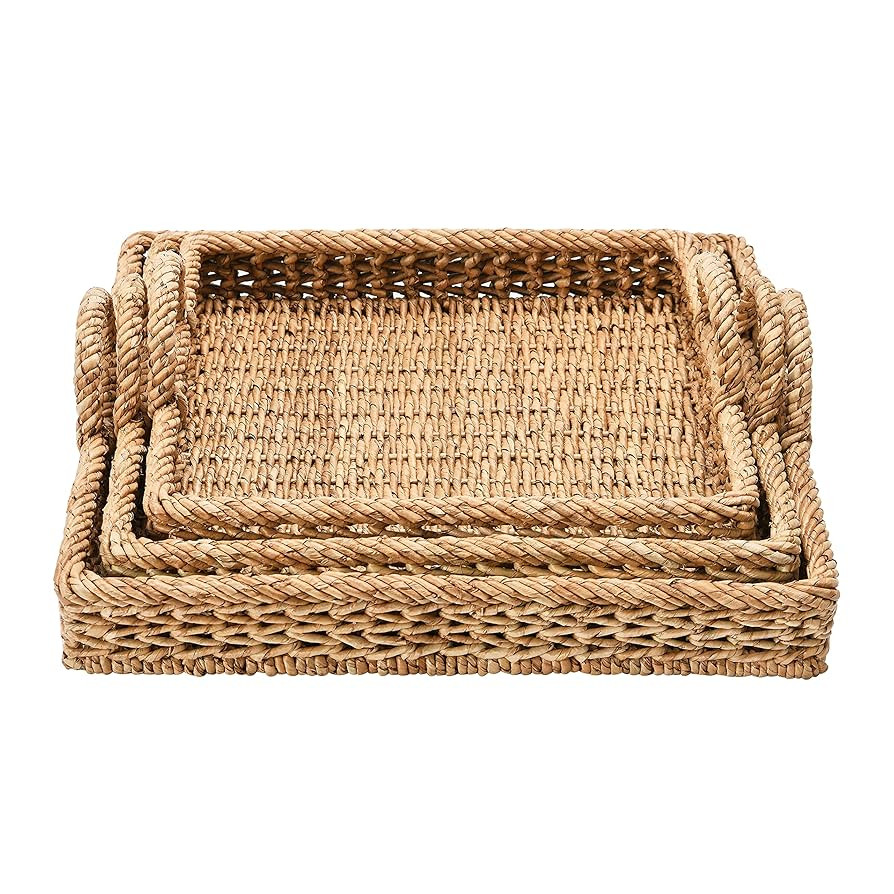 S/3 Decorative Water Hyacinth Tray | Amazon (US)