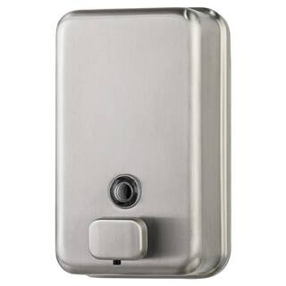 37 oz. Wall Mounted Soap Dispenser, Brushed Stainless Steel Manual Dispenser for High Traffic Restrooms | The Home Depot