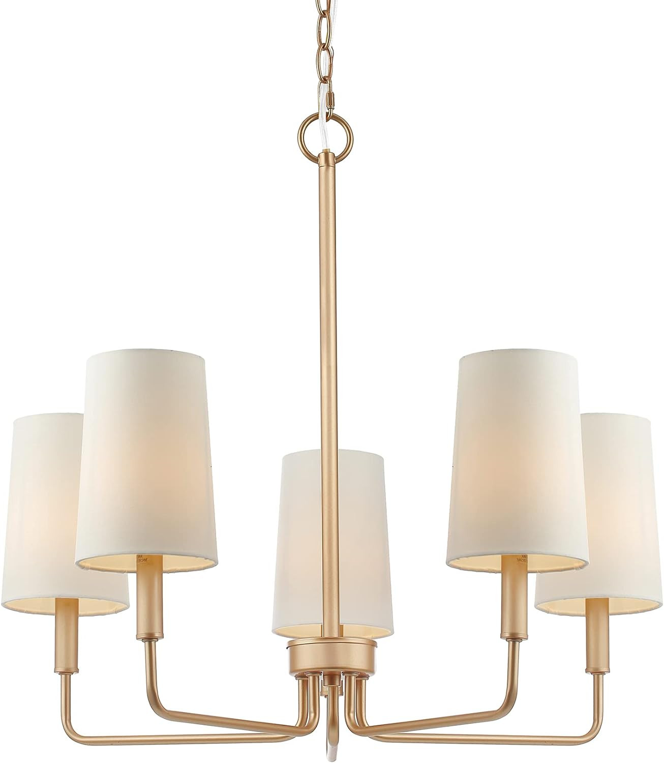 Chandelier, Muted Gold with White Fabric Shade, Farmhouse Linear Island Lighting Fixture for Kitc... | Amazon (US)
