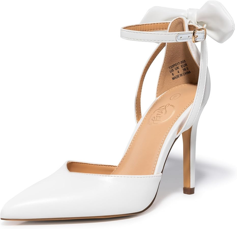 Trary Women's Heels for Women Closed Toe Women's Stiletto High Heels Pointed Toe Bow Knot Ankle S... | Amazon (US)