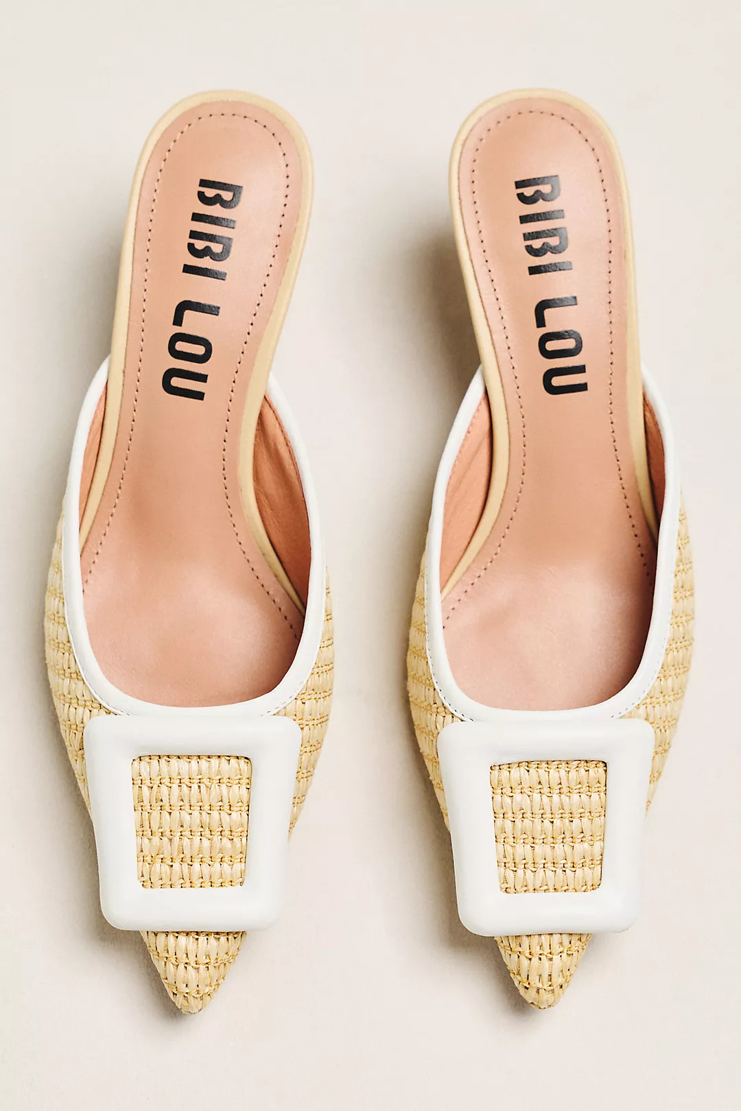 Bibi Lou Woven Raffia Mule Kitten Heels | Anthropologie (US)