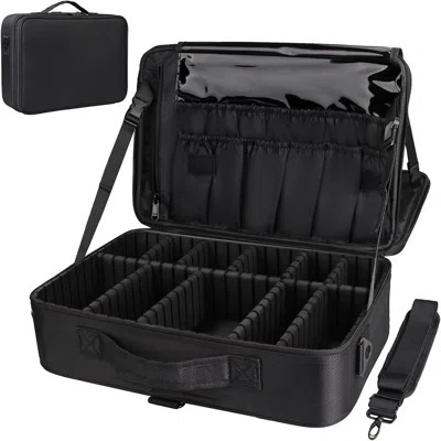 16.5 Inches Large Makeup Case - 3 Layer Professional Train Case Waterproof Cosmetic Organizer with Adjustable Strap - Travel Makeup Artist Storage Box | Wayfair North America