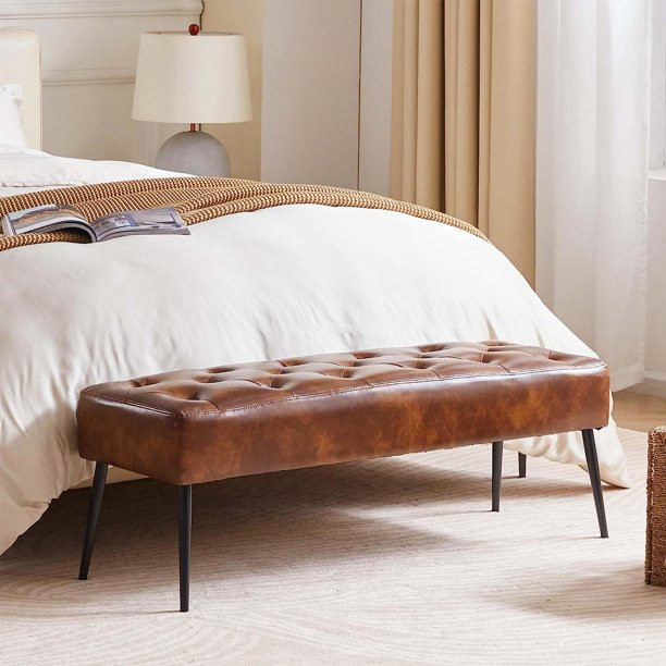 Duhome Ottoman Bench Faux Leather Upholstered Benches for Bedroom Entryway, Modern Tufted End of ... | Walmart (US)