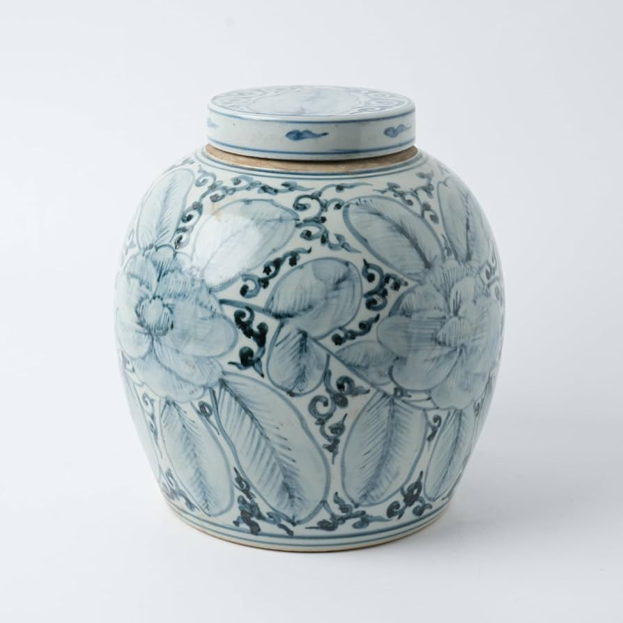 Blue and White Handpainted Ceramic Ginger Jar with Lid Ancient Chinese Oriental Style Multi Purpo... | Amazon (US)