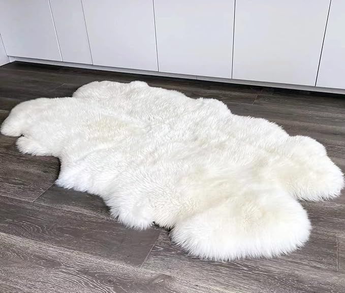 HUAHOO Premium Genuine Sheepskin Rug Real Australia Sheepskin Natural Luxury Fluffy Lambskin Fur ... | Amazon (US)