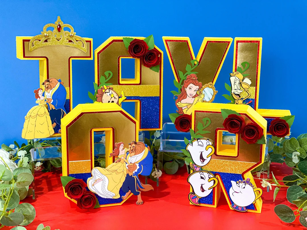 Belle Princess 3D Letters Beauty and the Beast Princess Party Theme Princess Birthday Girl Party ... | Etsy (US)