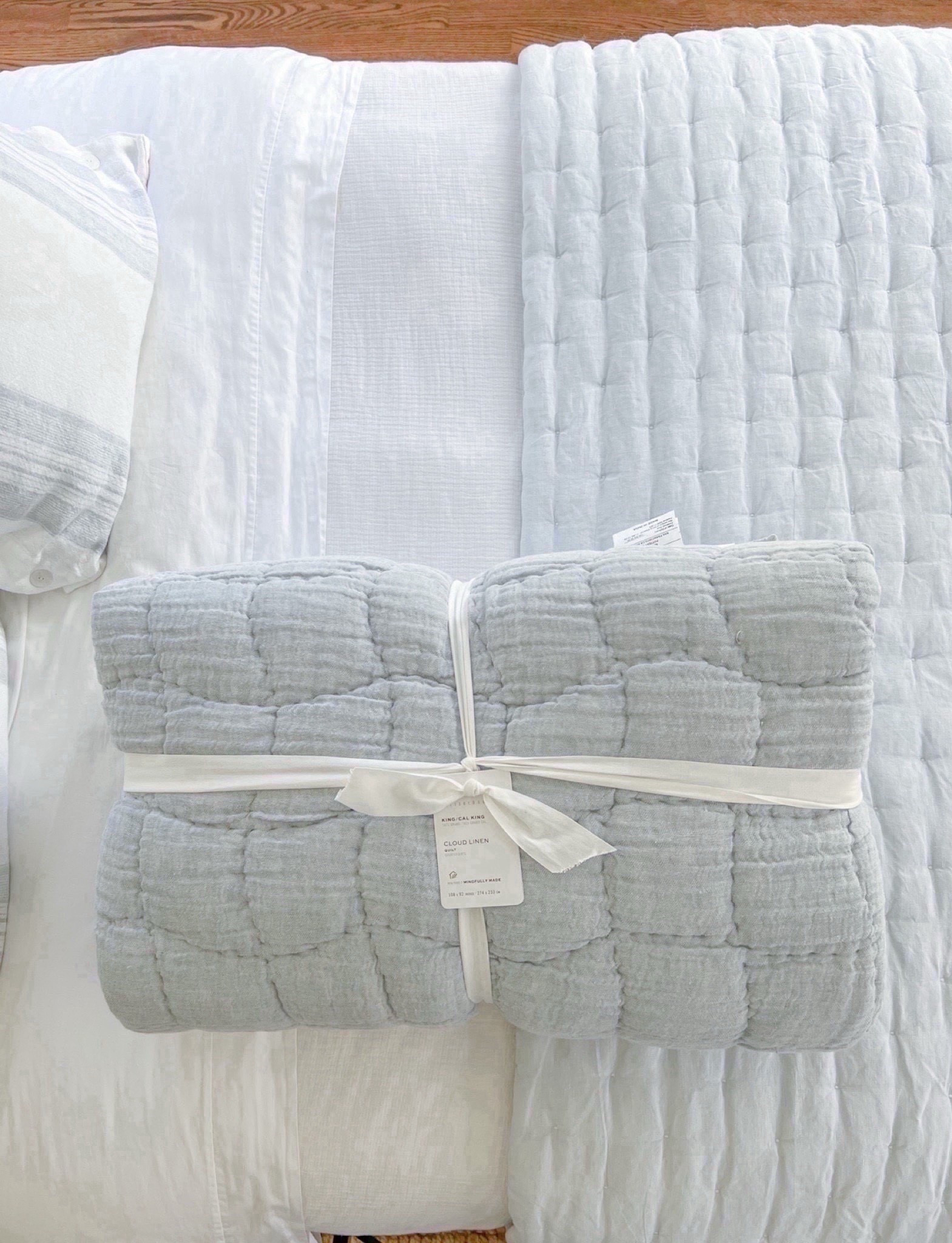 The two blue linen quilts that we have in our home, which are on SALE!! Both so soft, but this Cloud Linen quilt (in chambray) from Pottery Barn is ultra cozy! We use it as an extra layer at the foot of our primary room bed in the colder months, while I have this Serena & Lily linen quilt (in the sky color) in our guest room. 
------- 
Coastal bedding, serena & lily bedding, pottery barn bedding, linen bedding, coastal quilts, blue quilts, soft quilts, coastal bedroom decor, luxury bedding, quilts on sale, cloud quilt, cotton linen blend quilt, cotton quilt, primary bedroom decor


#LTKHome #LTKSaleAlert