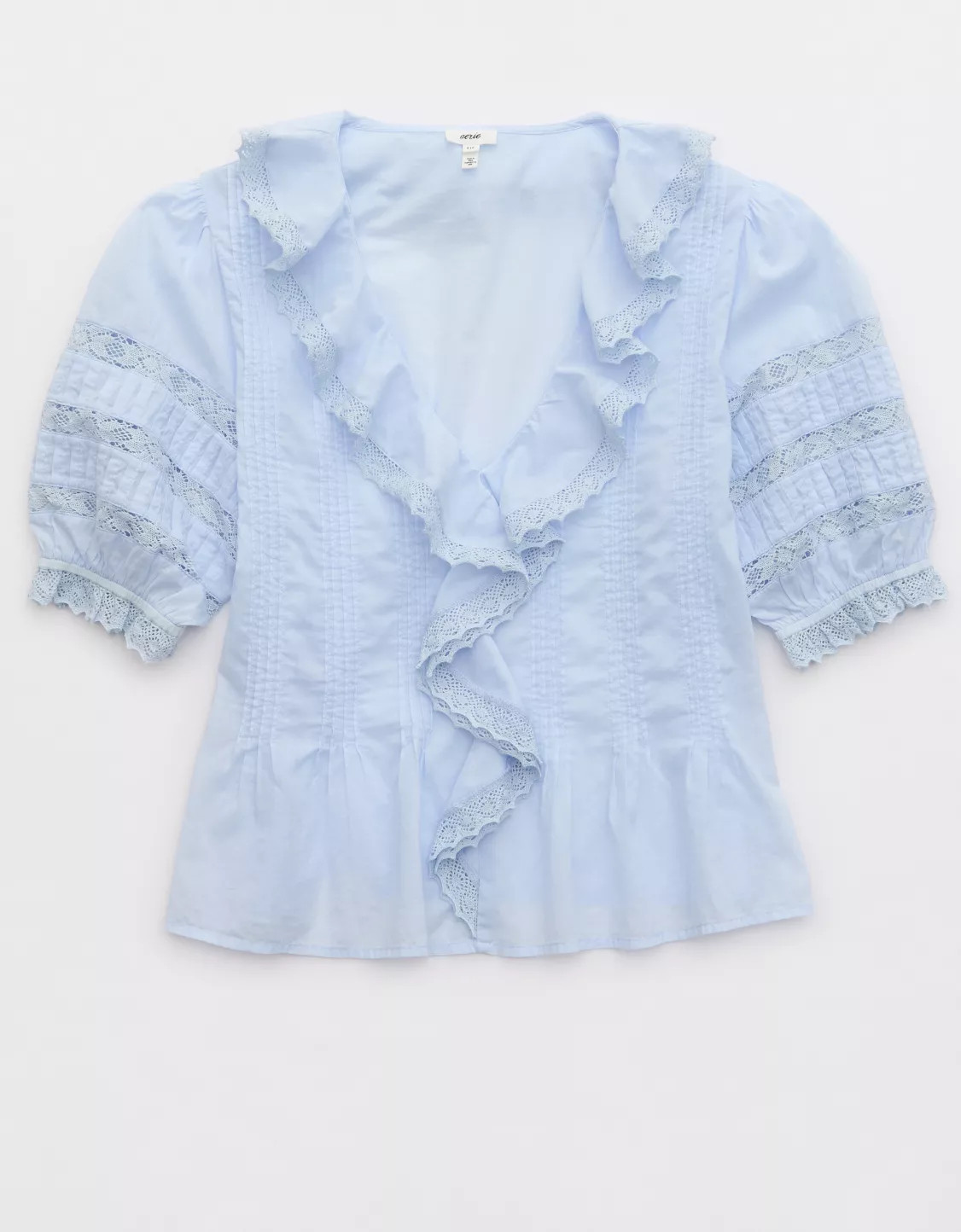 Aerie Short Sleeve Ruffle Blouse | Aerie
