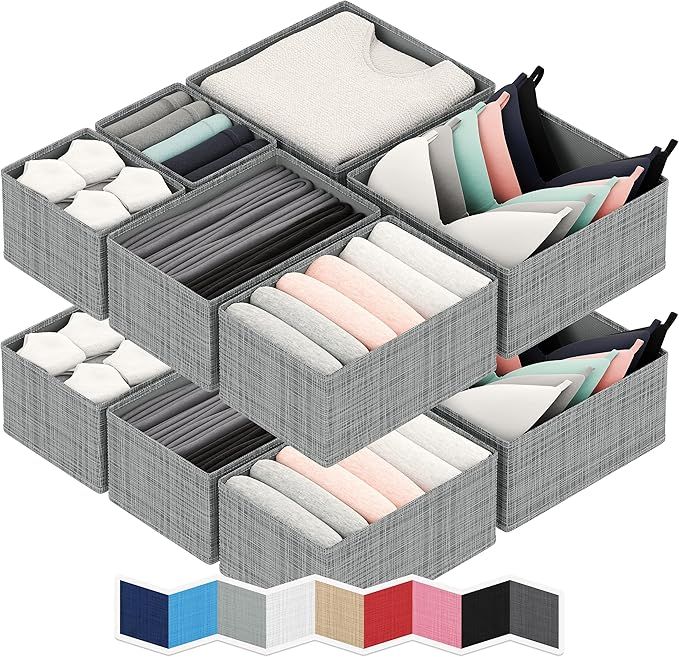 NEATERIZE Drawer Organizer - [Set Of 12] - Closet Organizer and Storage Baskets| Foldable Cloth D... | Amazon (US)