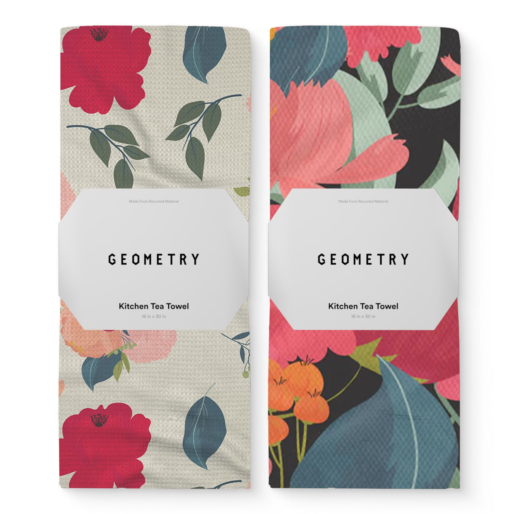 GEOMETRY Kitchen Tea Towels - Quick Dry Microfiber Dish Towels for Kitchen Roses for You, 18" x 3... | Amazon (US)