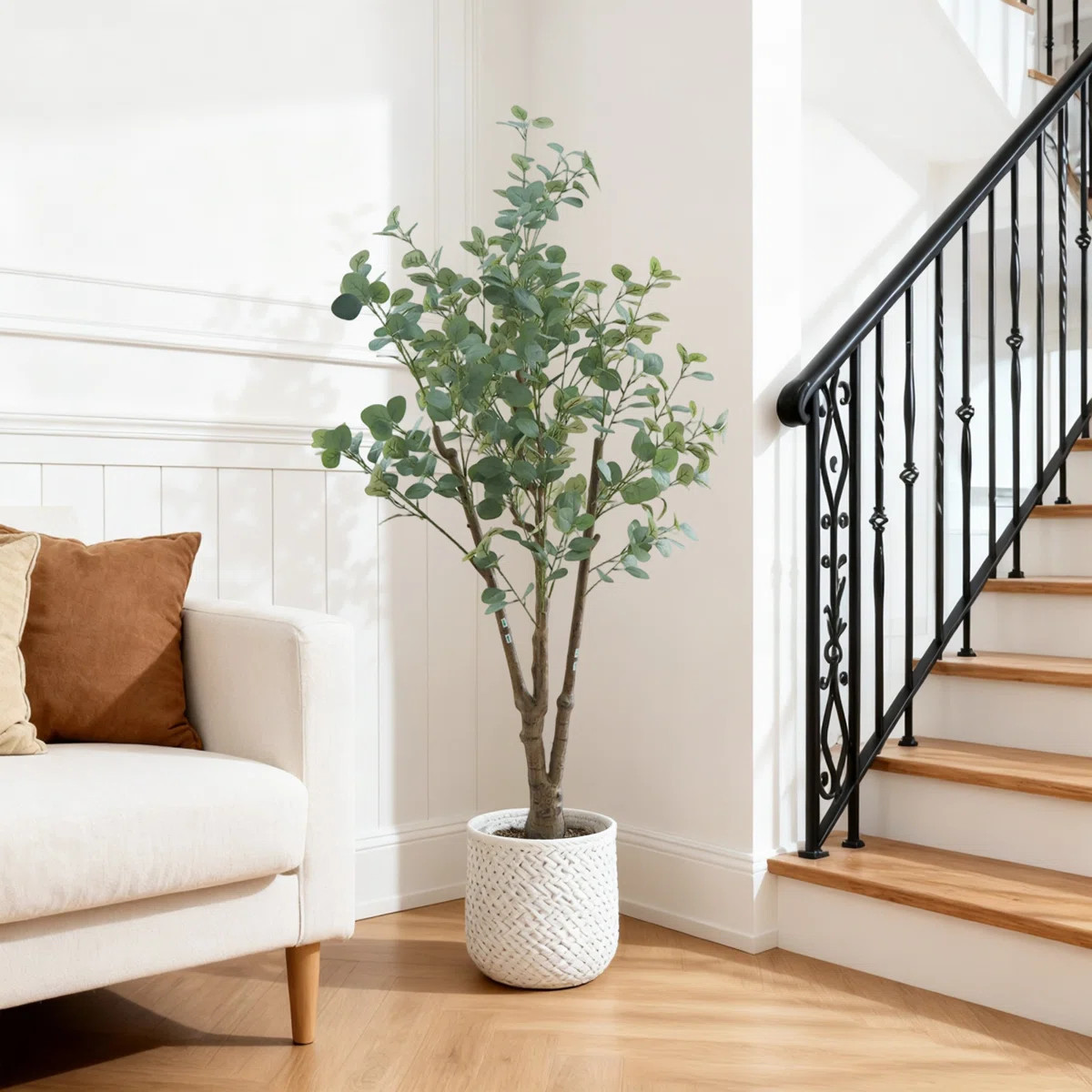 Artificial Eucalyptus Tree, 6/7FT Tall Faux Plant, Secure PE Material & Anti-Tip Tilt Protection ... | Wayfair North America