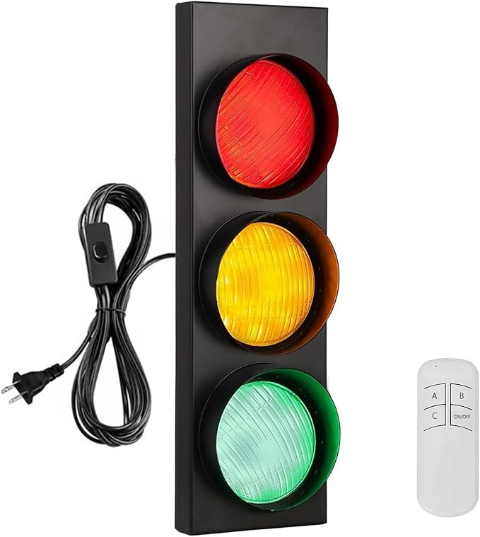 Traffic Light Wall Decoration, LED Stop Light with Remote Control, Plug in Wall Lamp Bedroom Deco... | Amazon (US)