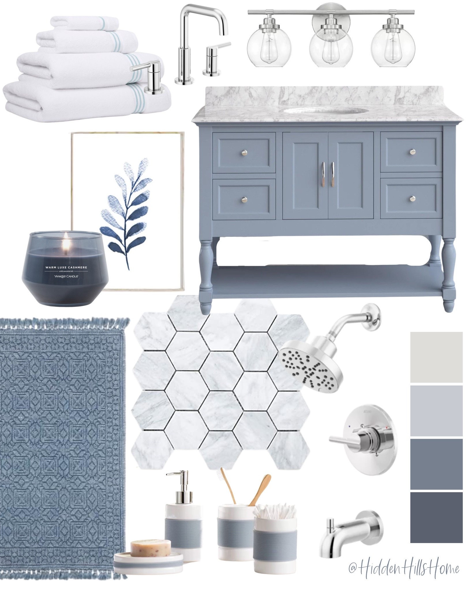 Bathroom Decor, Blue bathroom Inspo, Bathroom vanity, bath towels, bath mat, baby blue bathroom decor, bathroom mood board #bathroom #homedecor

#LTKHome #LTKSaleAlert #LTKSeasonal