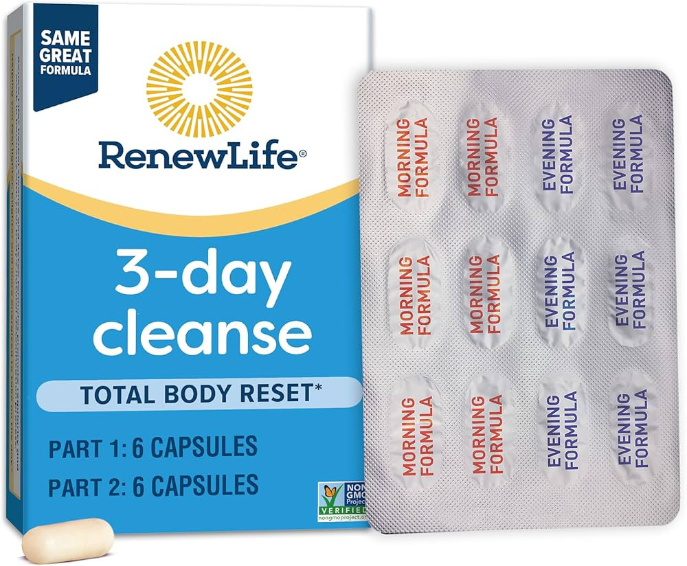 Renew Life 3-Day Cleanse Total Body Reset 2-Part Detox Cleanse Capsules, Digestive Wellness and R... | Amazon (US)