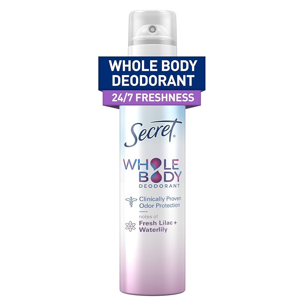 Secret Whole Body Deodorant Spray for Women, Lilac & Waterlily Scent, Aluminum Free Deodorant Spr... | Amazon (US)