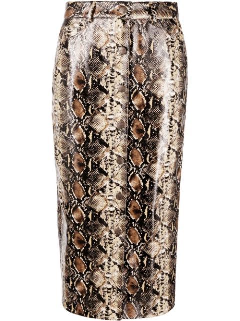ROTATE Golda snake-print Skirt - Farfetch | Farfetch Global