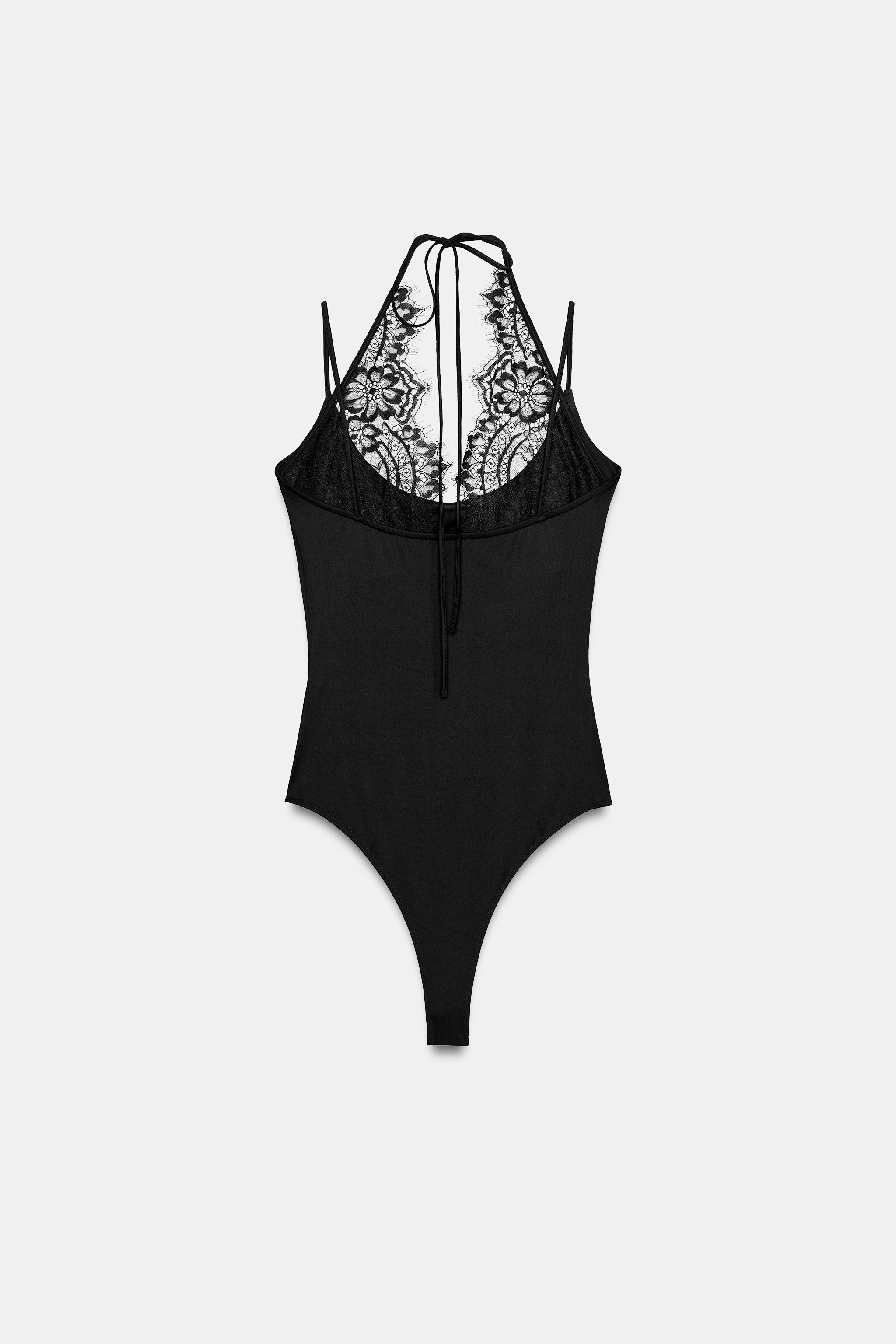 COMBINATION LACE HALTER BODYSUIT | Zara AU