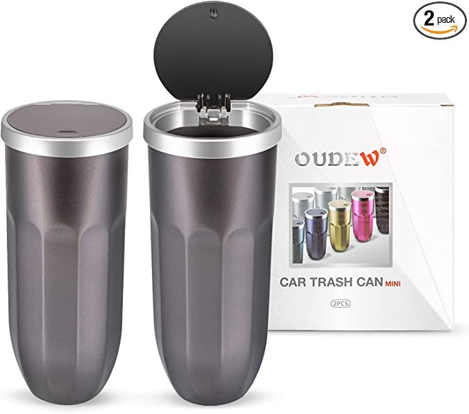 OUDEW Car Trash Can with Push Button Lid, New Car Dustbin Diamond Design, Leakproof Vehicle Trash... | Amazon (US)