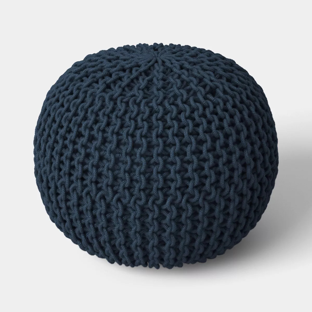 22"x16" Chunky Round Knit Outdoor Patio Pouf Blue - Threshold™ | Target