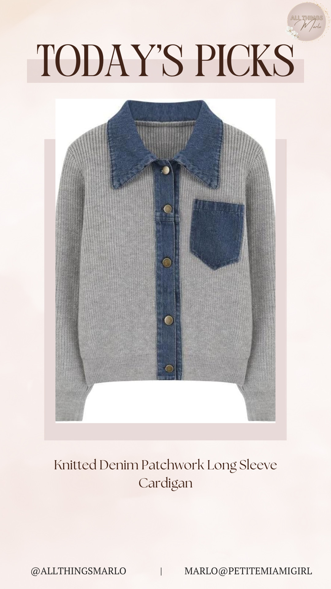 Knitted Denim Patchwork Long Sleeve Cardigan 

 #LTKHoliday #LTKootd #LTKSeasonal