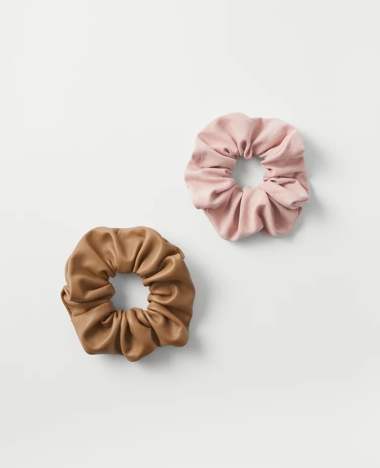 Faux Leather and Corduroy Scrunchie Set | Ann Taylor (US)