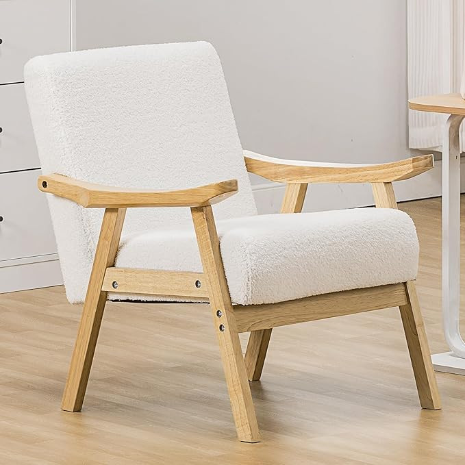 COMHOMA Mid Century Accent Chair, Modern Upholstered Living Room Chairs with Solid Wood Armrest, ... | Amazon (US)