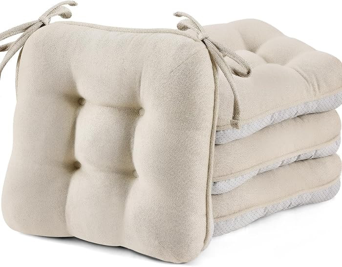 BETU Chair Cushions for Dining Chairs Set of 4,3.5" Thick Kitchen Table Chair Pads with Ties,Non ... | Amazon (US)