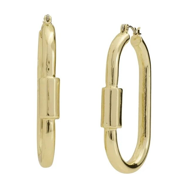 Madden NYC Women's Gold Tone Carabiner Hoop Earrings | Walmart (US)