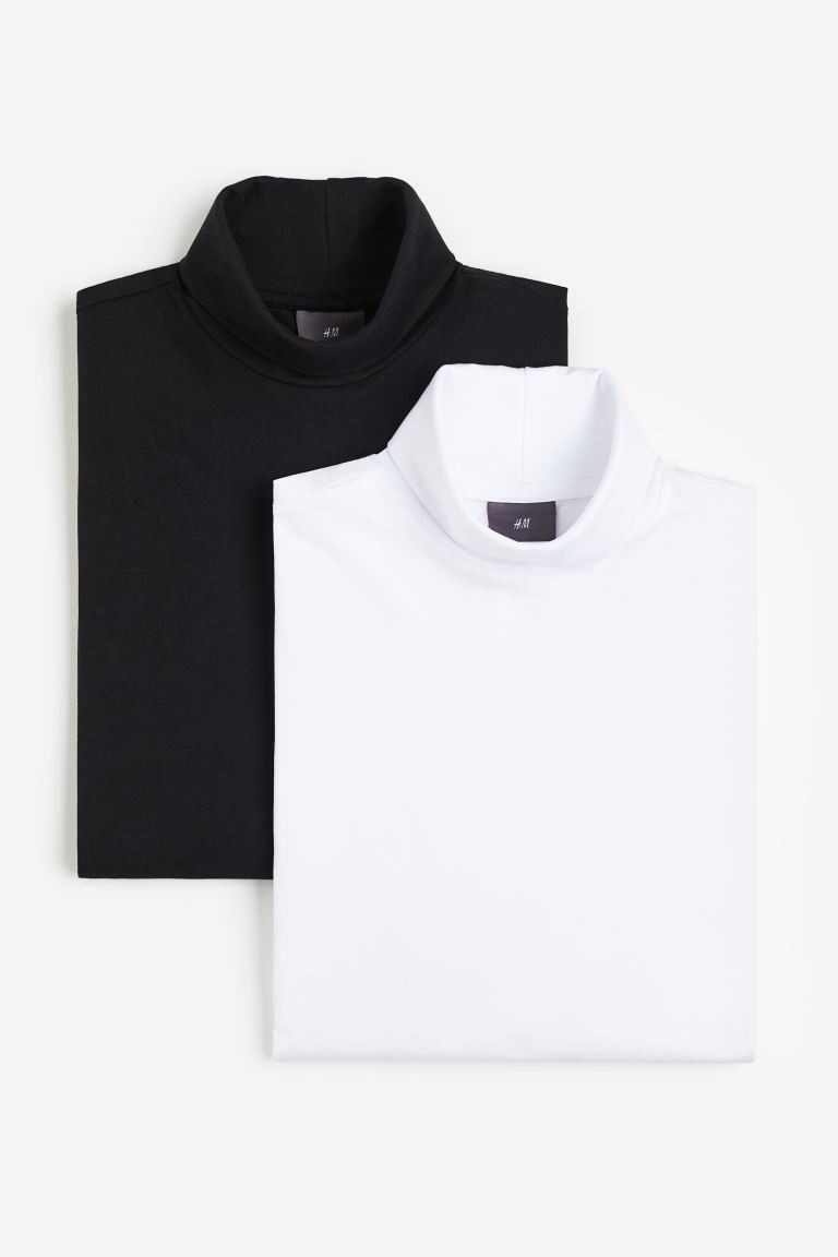 2-pack Slim Fit Turtlenecks - White/black - Men | H&M US | H&M (US + CA)