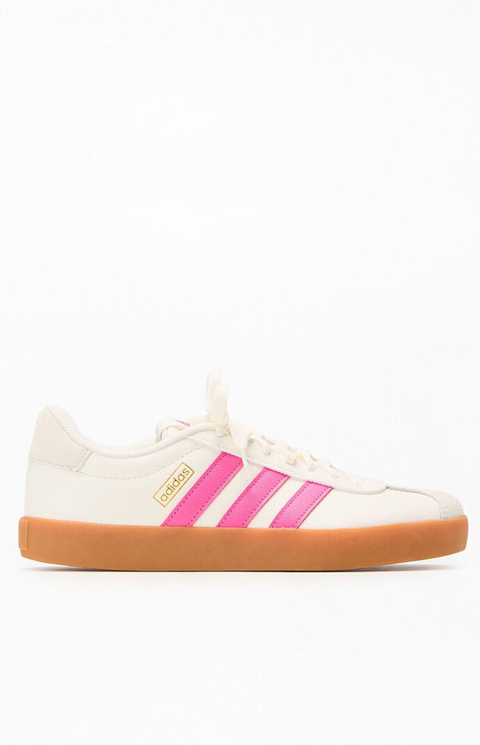 Adidas Women's White & Pink VL Court 3.0 Low Sneakers in White/Pink - Size 10 | PacSun