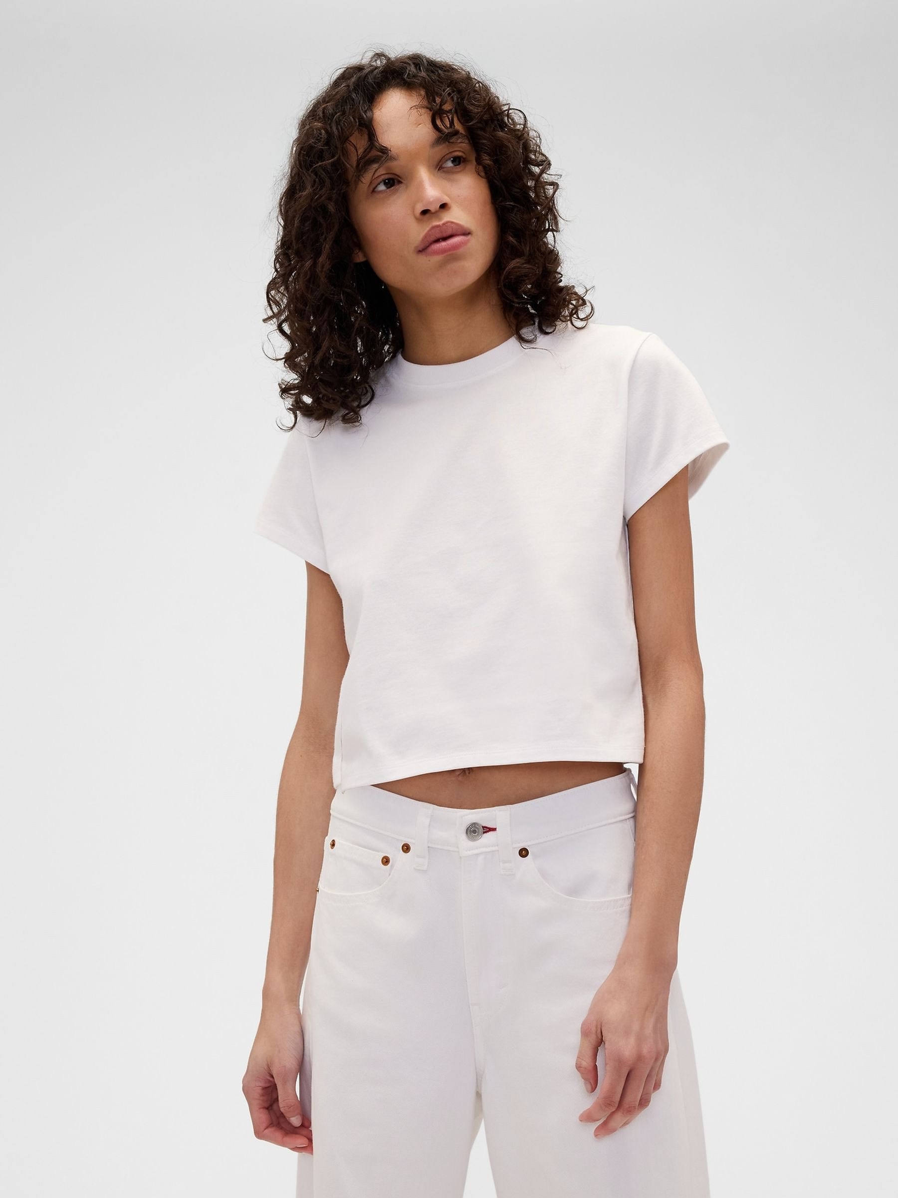 Gap x Victoria Beckham White Logo Crop T-Shirt | Gap | GAP UK