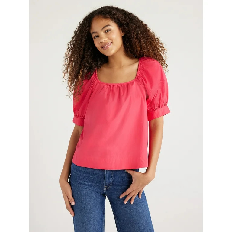 Free Assembly Women’s Puff Sleeve Top, Sizes XS-XXXL | Walmart (US)