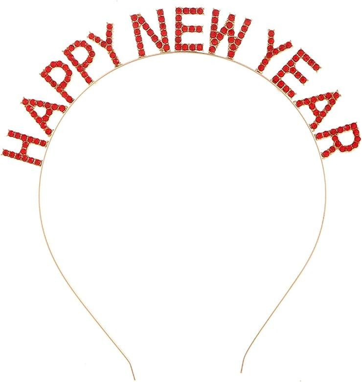 BengLiu Happy New Year Headband Tiara,New Year Eve Women's Sparkly Rhinestone New Year Tiara Head... | Amazon (US)