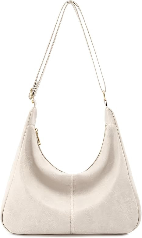 Hobo Bags for Women Foldable Vegan Leather Shoulder Handbag Slouchy Tote Crossbody Purses | Amazon (US)