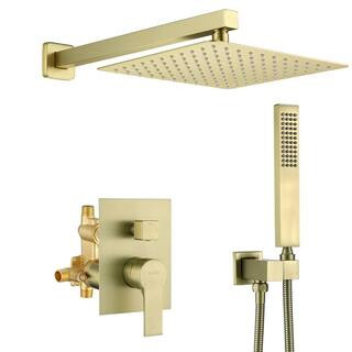 Boyel Living 1-Spray Patterns with 2.66 GPM 10 in. Wall Mount Dual Shower Heads with Rough-In Val... | The Home Depot